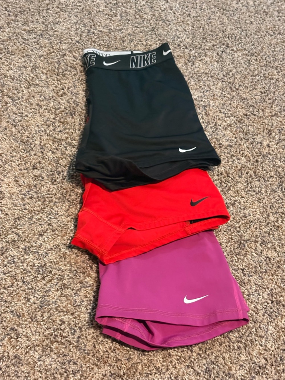 Set of 3 Medium Nike Pros / Red, Pink, Black
